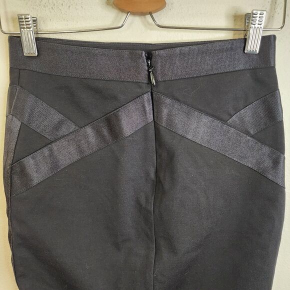 Bebe Skirt Black Pencil Size 4 Satin Tuxedo Stripe Stretch Knee Length - Picture 4 of 9